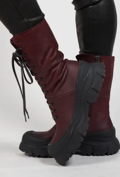 Lace Up Boots In Gasoline Lagrain