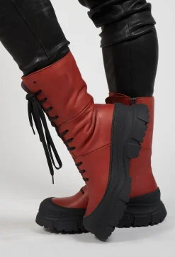 Lace Up Boots In Gasoline Cuoio Inglese