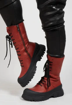Lace Up Boots In Gasoline Cuoio Inglese
