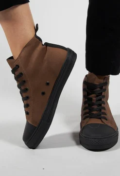Lace up High Top Pumps in Bronze