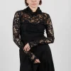 Lady Bodysuit in Pizzo Macrame Cinigliato and Tulle Nero