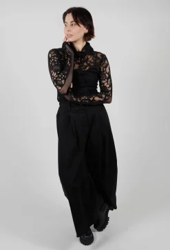 Lady Bodysuit in Pizzo Macrame Cinigliato and Tulle Nero