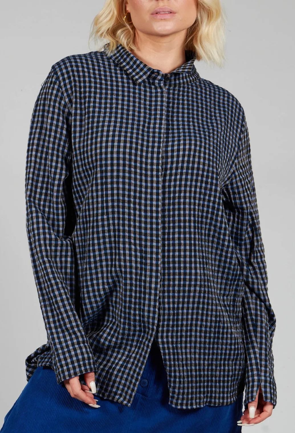 Lao Blouse in Blue and Black