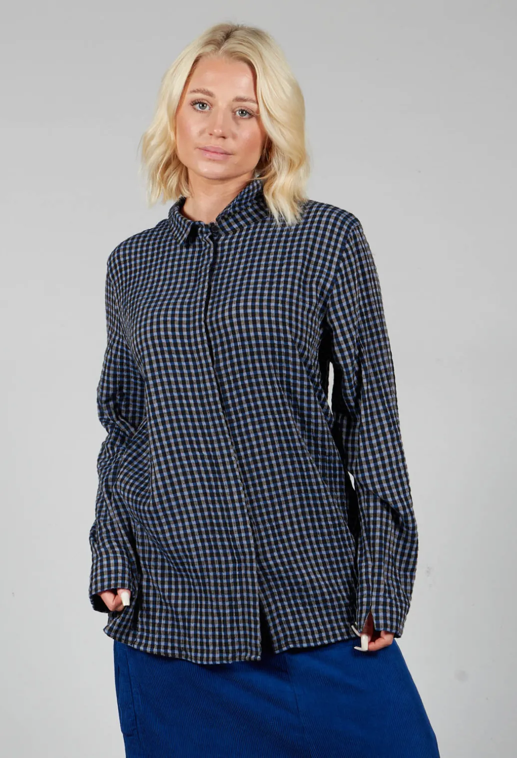 Lao Blouse in Blue and Black