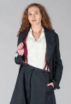 Lapel Blazer in Black Pinstripe