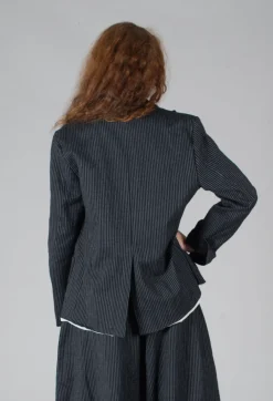 Lapel Blazer in Black Pinstripe