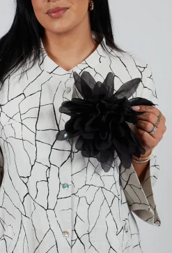 Large Flower Brooch in Black