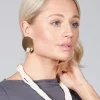 Large Gold Earrings with Geode Detail