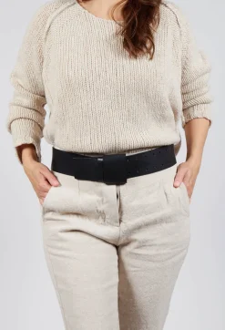 Large Leather Belt in Black