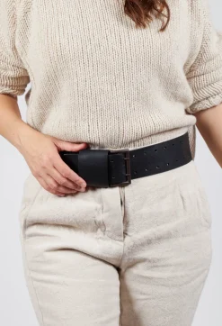 Large Leather Belt in Black