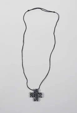 Large Statement Cross Necklace in Silver