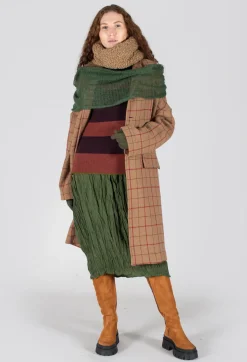 Large Tartan Wool Coat in Cookie