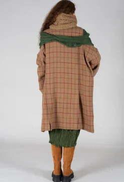 Large Tartan Wool Coat in Cookie