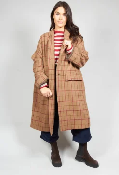 Large Tartan Wool Coat in Cookie