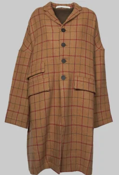 Large Tartan Wool Coat in Cookie