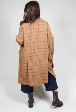 Large Tartan Wool Coat in Cookie