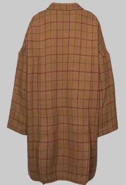 Large Tartan Wool Coat in Cookie