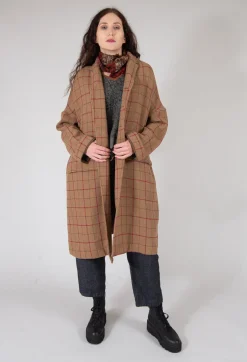 Large Tartan Wool Coat in Cookie