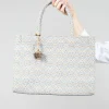 Large Tote Bag with Flower Print in Steel Grey