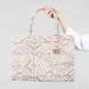 Large Tote Bag with Print in Brown