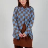 Lauren Knitted Shirt in Blue and Brown