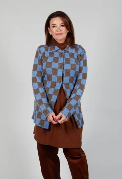 Lauren Knitted Shirt in Blue and Brown