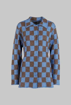 Lauren Knitted Shirt in Blue and Brown