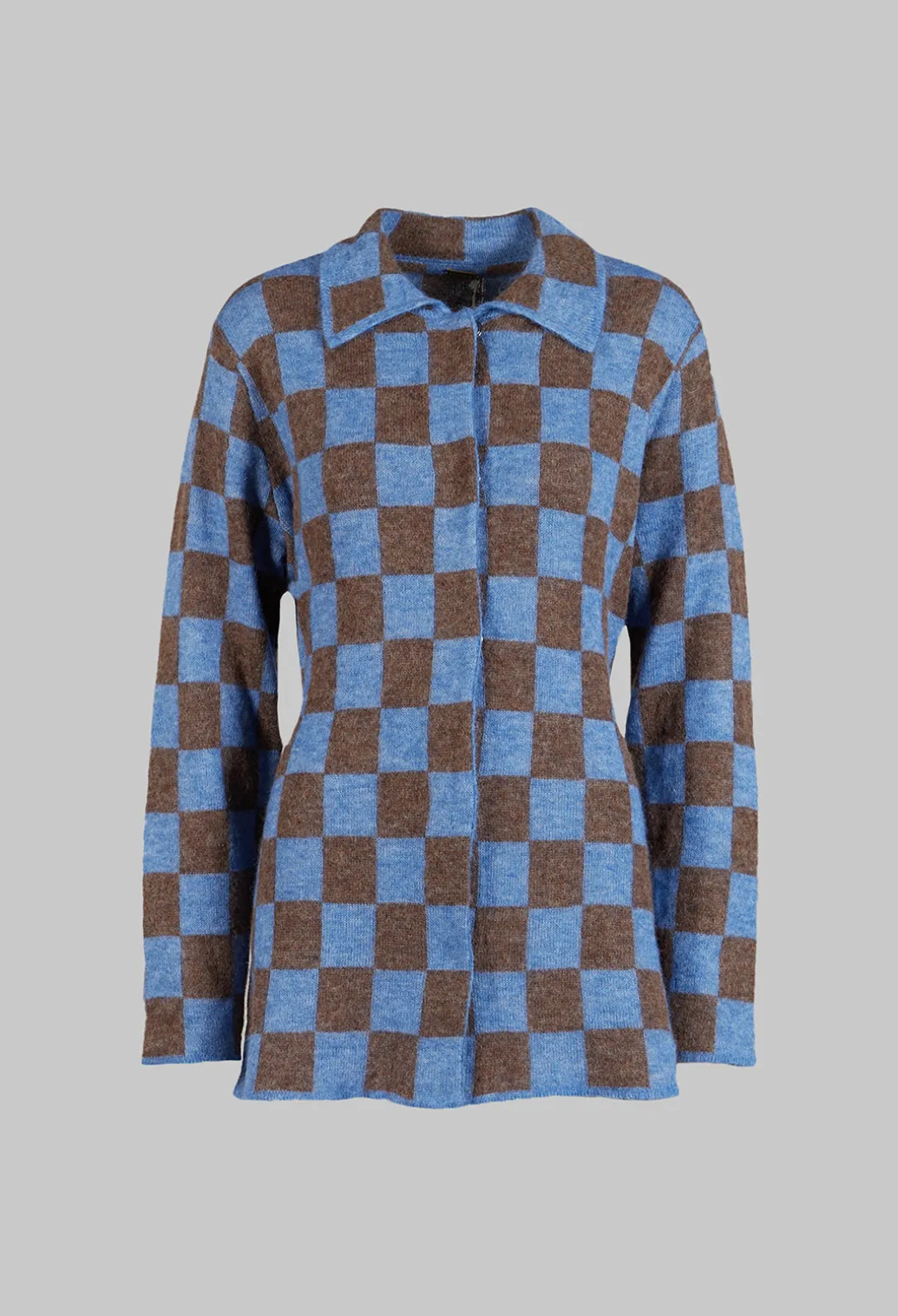 Lauren Knitted Shirt in Blue and Brown