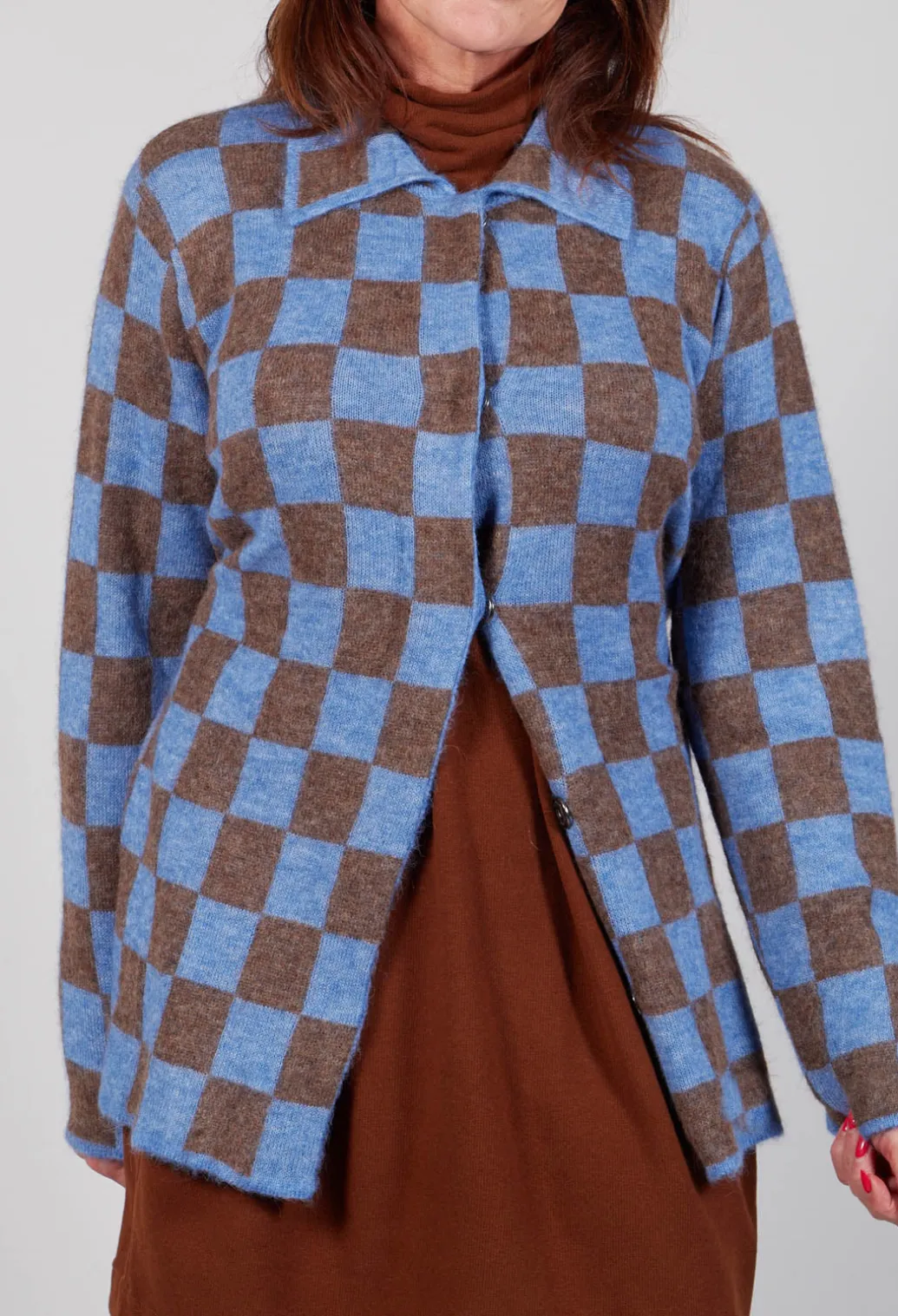 Lauren Knitted Shirt in Blue and Brown