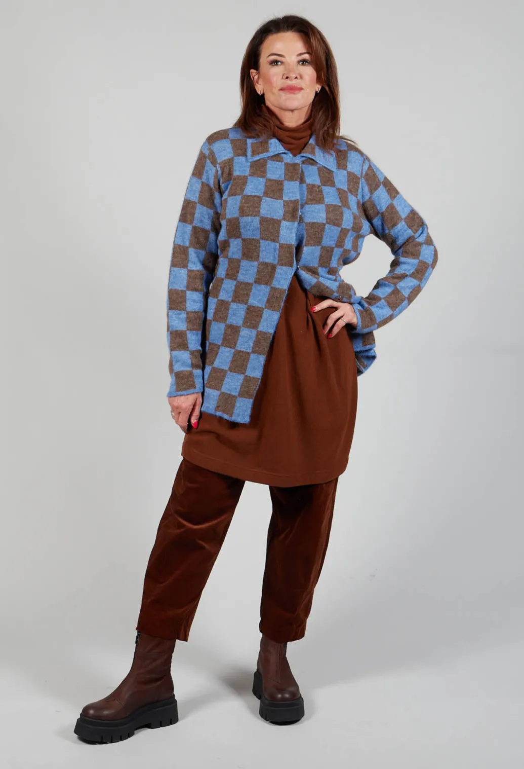 Lauren Knitted Shirt in Blue and Brown