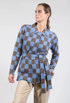 Lauren Knitted Shirt in Blue and Brown