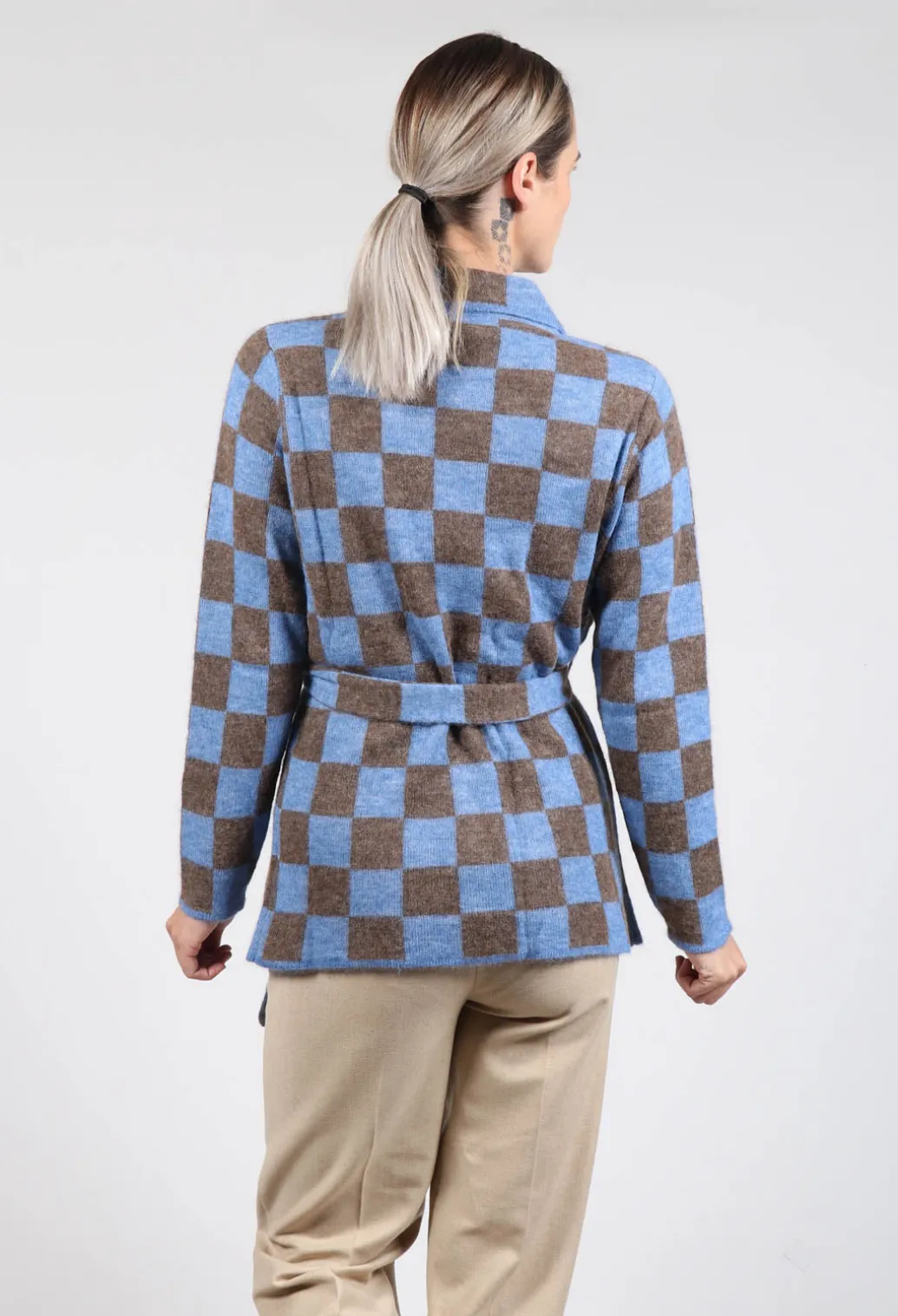Lauren Knitted Shirt in Blue and Brown