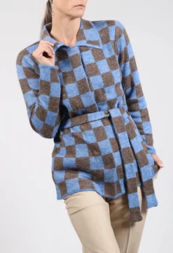 Lauren Knitted Shirt in Blue and Brown