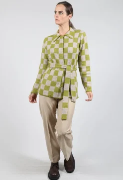 Lauren Knitted Shirt in Green and Beige