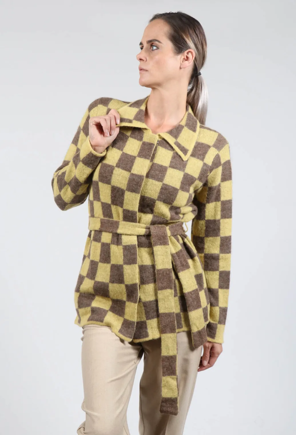 Lauren Knitted Shirt in Yellow and Brown