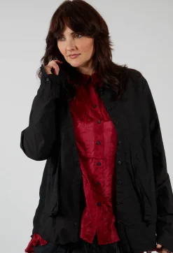 Layered Fabric Shirt in Black