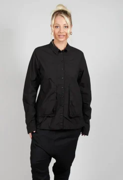 Layered Fabric Shirt in Black