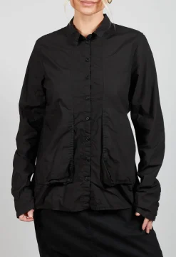 Layered Fabric Shirt in Black