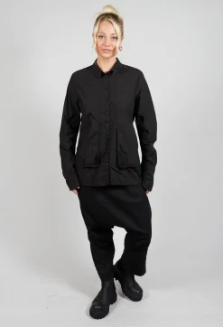 Layered Fabric Shirt in Black