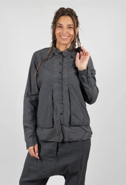 Layered Fabric Shirt in Coal Cloud