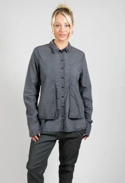 Layered Fabric Shirt in Coal Cloud
