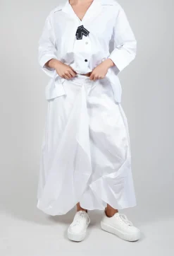 Layered Fabric Skirt in White