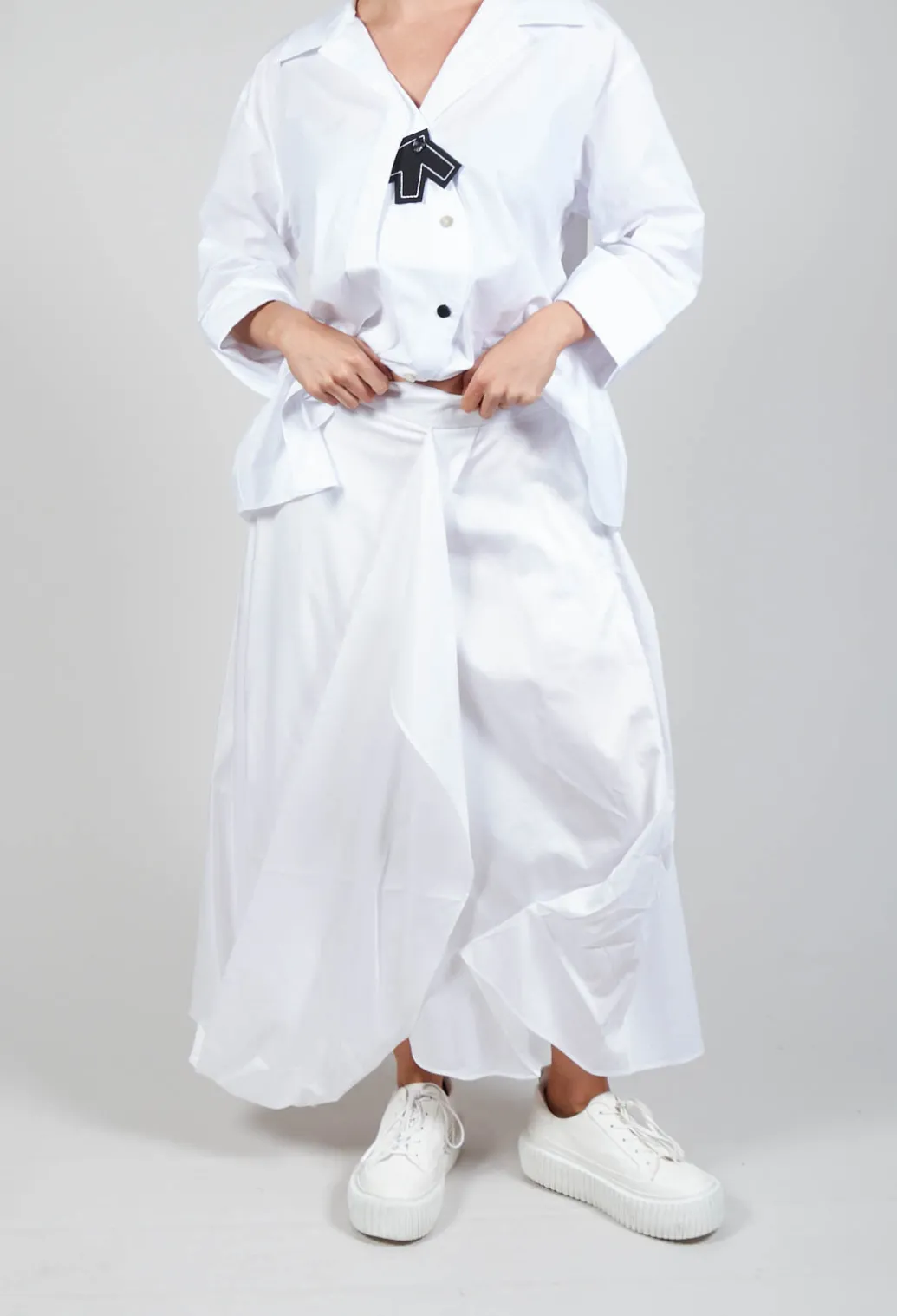 Layered Fabric Skirt in White