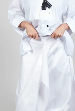 Layered Fabric Skirt in White