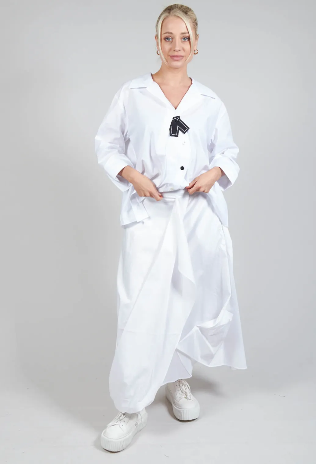 Layered Fabric Skirt in White