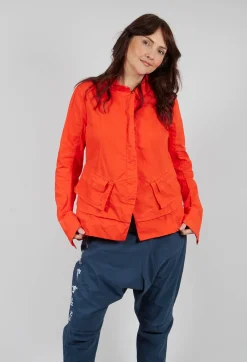 Layered Lettuce-Edge Detail Jacket in Mandarine