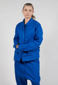 Layered Lettuce-Edge Detail Jacket in Royal