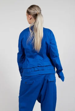 Layered Lettuce-Edge Detail Jacket in Royal