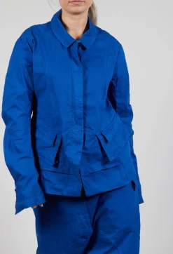 Layered Lettuce-Edge Detail Jacket in Royal