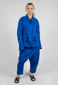 Layered Lettuce-Edge Detail Jacket in Royal